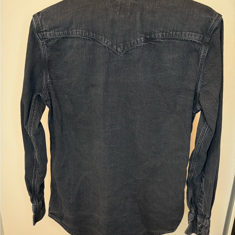 Levi's® Mens Long Sleeve Western Shirt, Black Denim Rinse, Size SMALL - Picture 6 of 13